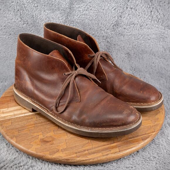 Clarks Bushacre Brown Leather Chukka Boots Mens Size 13M Lace Up Ankle Desert - Picture 1 of 6